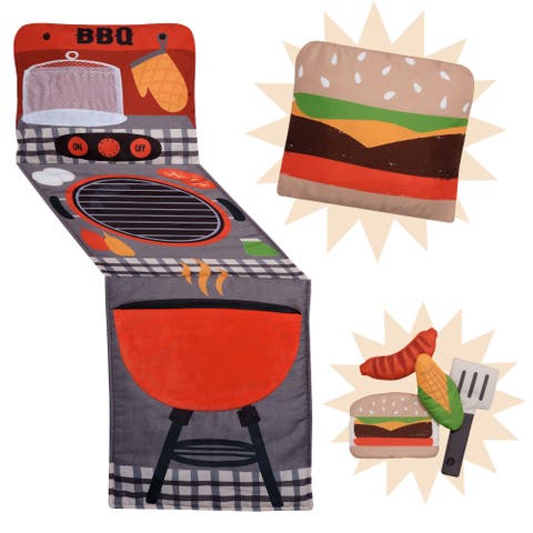 Interactive 2-n-1 Soft Toddler Hamburger/Barbeque Pillow Play Set