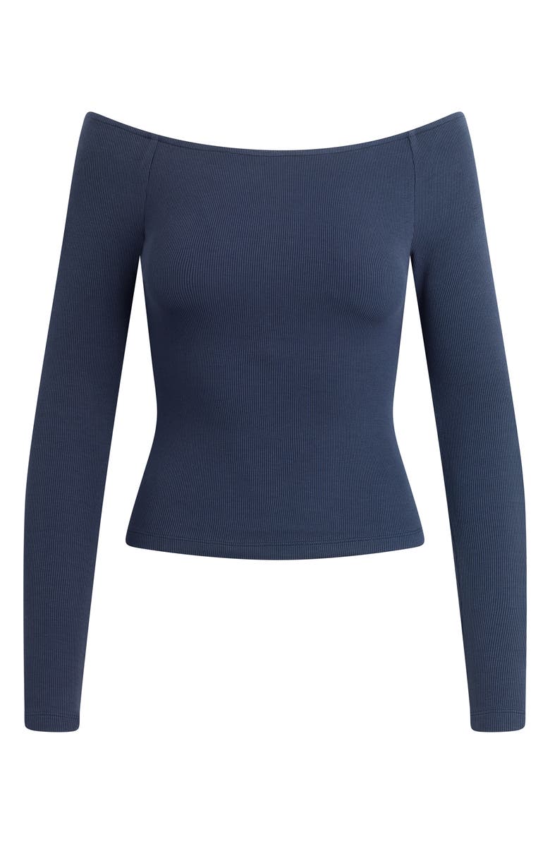 Favorite Daughter The Sydney Off the Shoulder Long Sleeve Top, Alternate, color, Navy