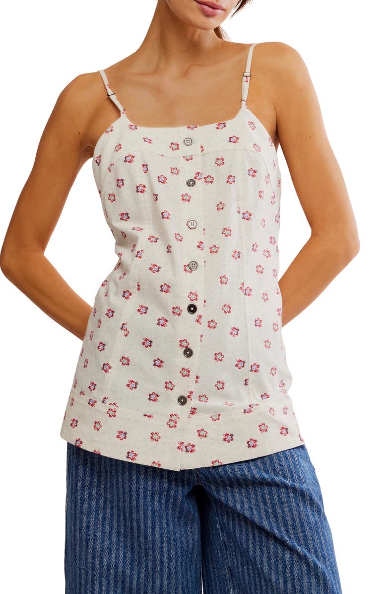 Free People Maddie Floral Print Sleeveless Top, Main, color, Ivory Combo