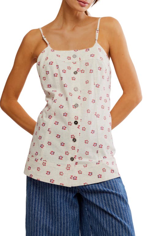 Free People Maddie Floral Print Sleeveless Top In Ivory Combo