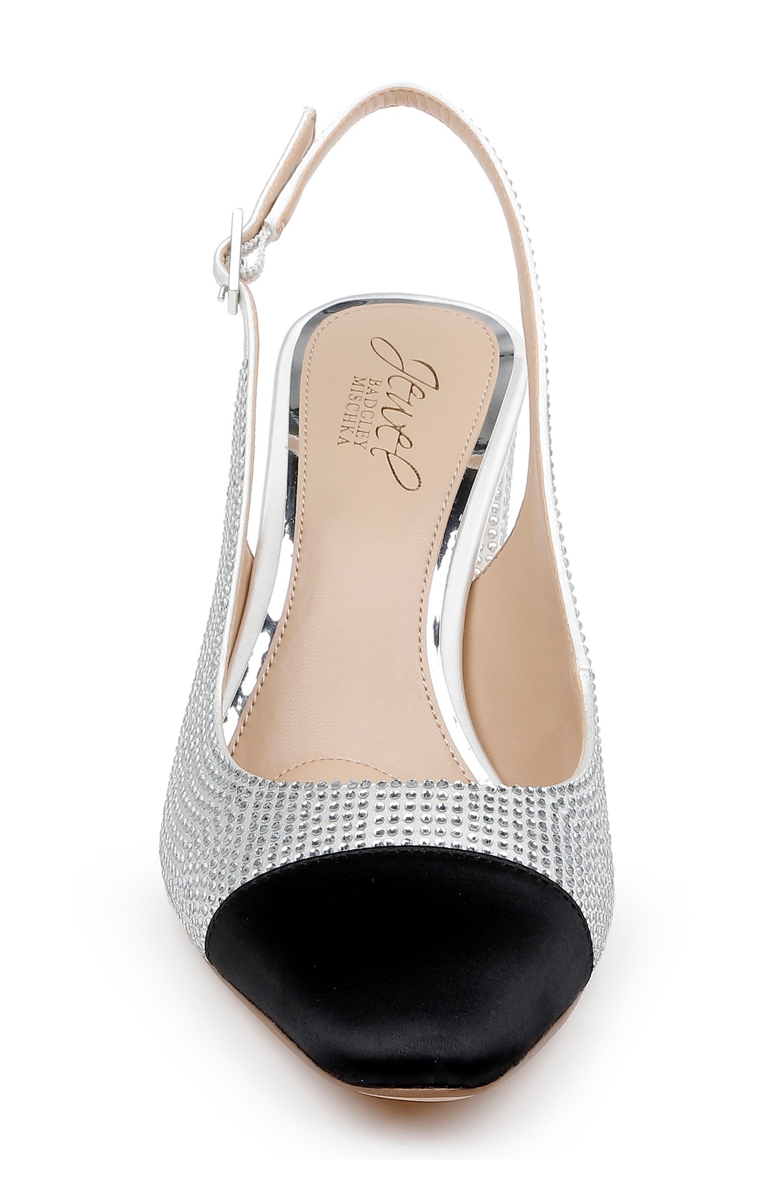 Jewel Badgley Mischka Tatumn Embellished Slingback Pump, Alternate, color, Ivory/ Black