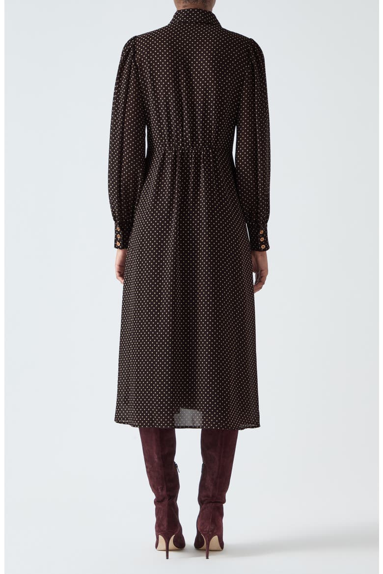 Cody Polka Dot Long Sleeve Shirtdress, Alternate, color, BROWN
