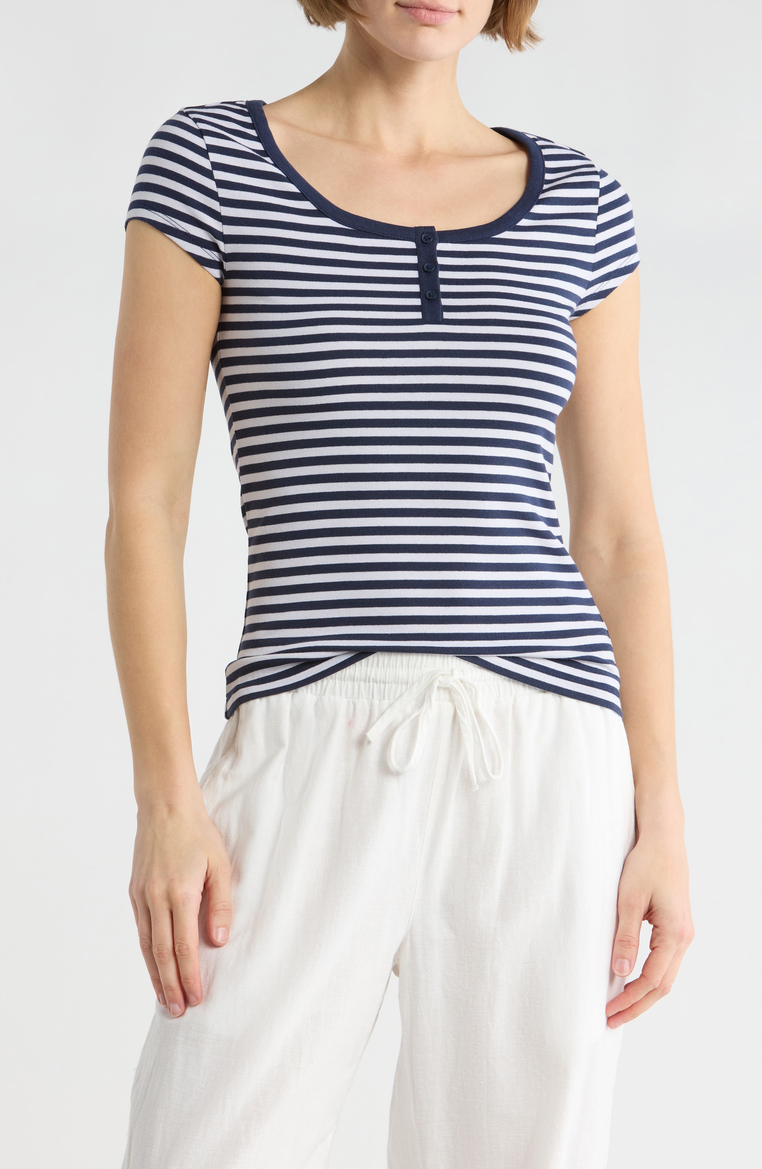 WHITE- NAVY ALIX STRIPE