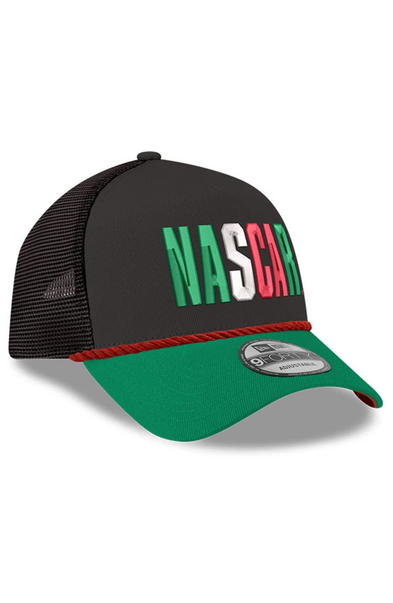 New Era Men's New Era Black/Green NASCAR Mexico City Race 9FORTY A-Frame Trucker Adjustable Hat, Alternate, color, Black