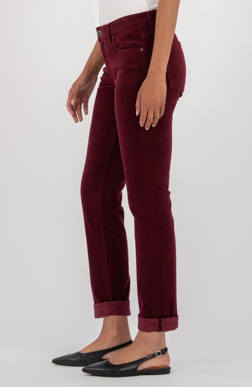 Kut From The Kloth Catherine Stretch Cotton Corduroy Boyfriend Pants In Burgundy