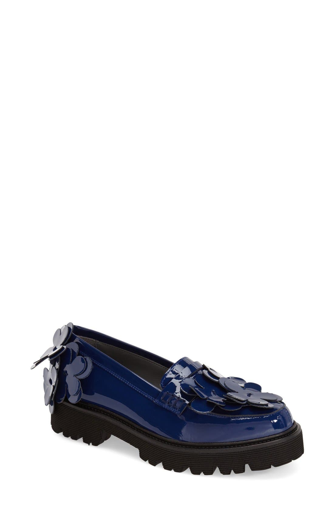 Flower Loafer, Main, color, BLUE PATENT