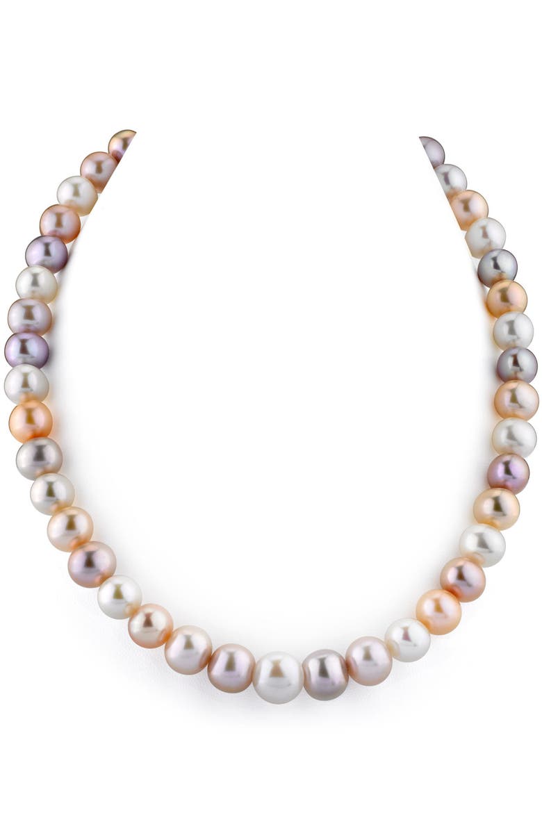The Pearl Source 9.5-10.5mm Multicolor Freshwater Pearl Necklace - AAA Quality, Main, color, White Gold Clasp