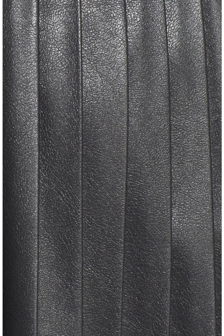 Pleated Faux Leather Skirt, Alternate, color, BLACK