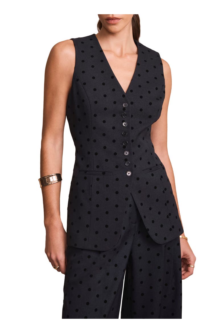 Polka Dot Longline Waistcoat, Main, color, Blue