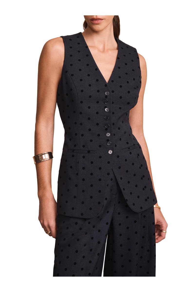 MINT VELVET Polka Dot Longline Waistcoat, Main, color, Blue