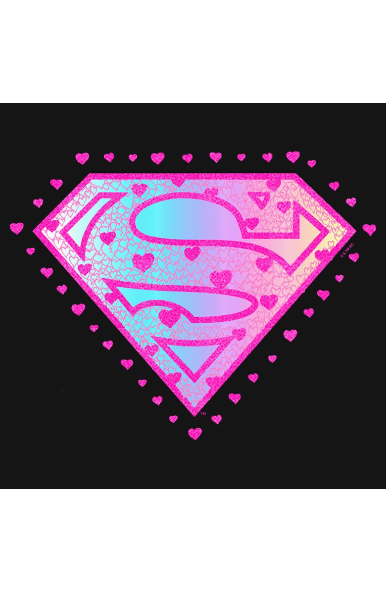 Supergirl Junior's Supergirl Pink Hearts Logo Sweatshirt, Alternate, color, Black