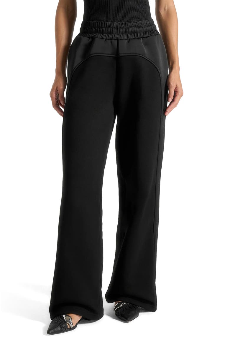 Manière De Voir Loula Jersey And Satin Joggers, Alternate, color, Black