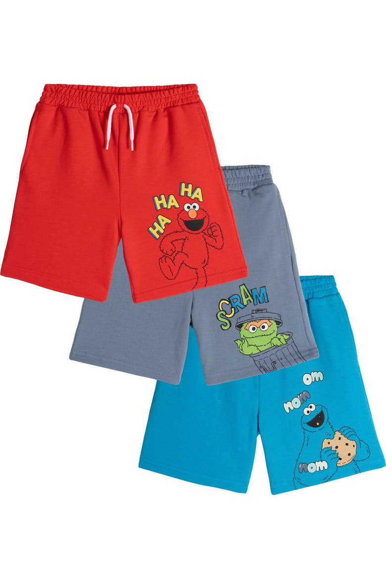 3-pack French Terry Shorts (baby), Main, color, Red Blue Grey Sesame