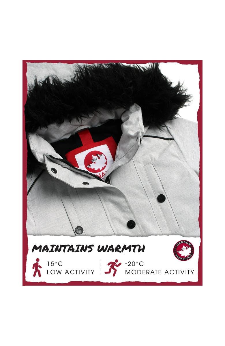 CANADA WEATHER GEAR Girls' Winter Faux Fur Lining Ski Jacket, Alternate, color, Heather Grey