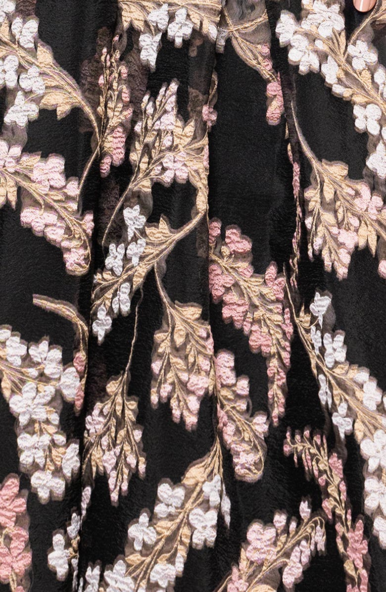 Betsy & Adam Floral Organza Brocade Ballgown, Alternate, color, Black/ Rose/ Gold