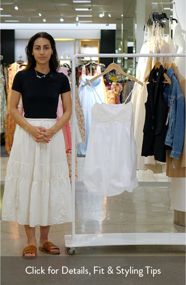 Open Stitch Bodice Mix Media Bubble Hem Cotton Minidress, sales video thumbnail