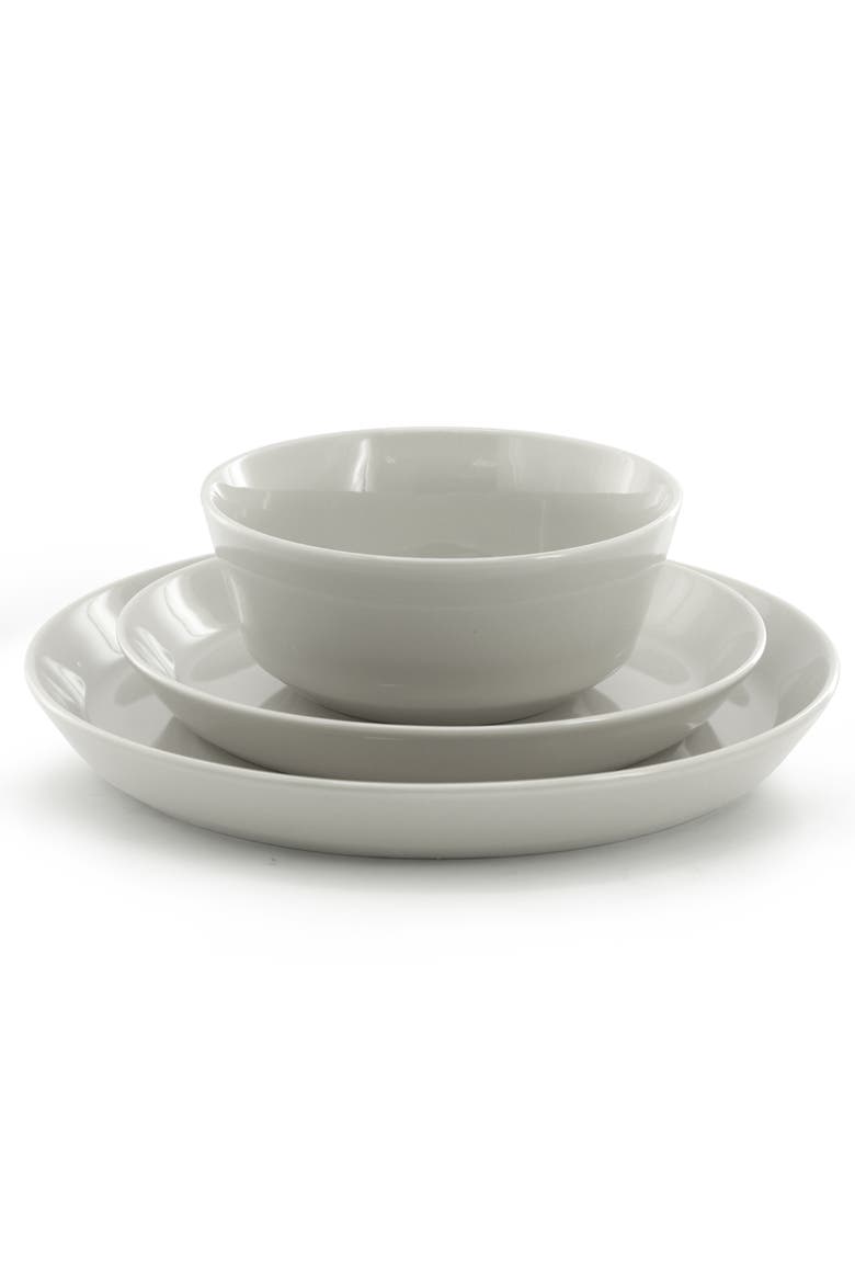 12 Piece Round Stoneware Dinnerware Set, Alternate, color, Grey
