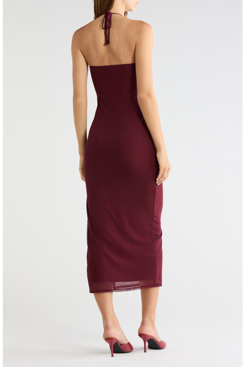 Sequin and Beaded Halter Maxi Dress, Alternate, color, BURGUNDY
