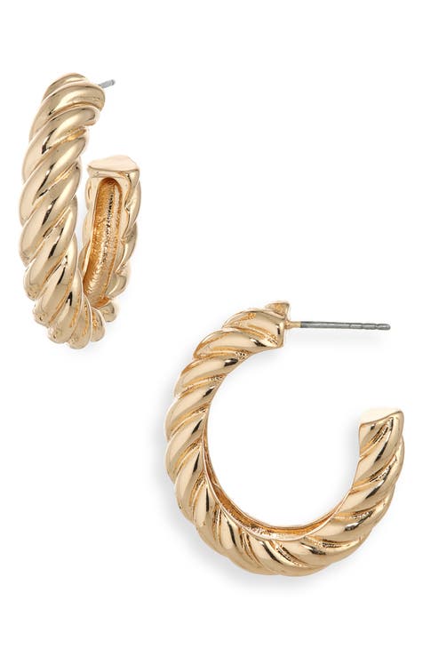 Twisted Croissant Oval Hoop Earrings