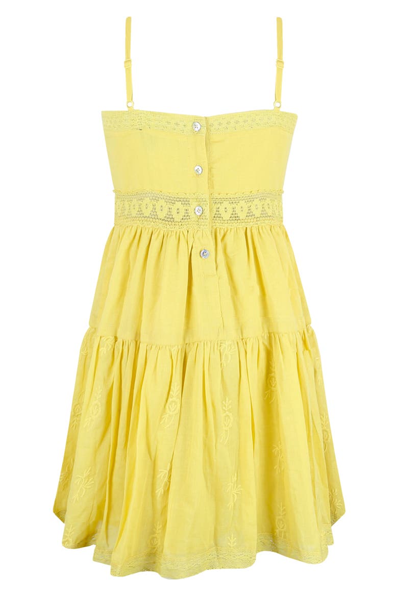 Kids' Embroidered Tiered Cotton Dress, Alternate, color, YELLOW