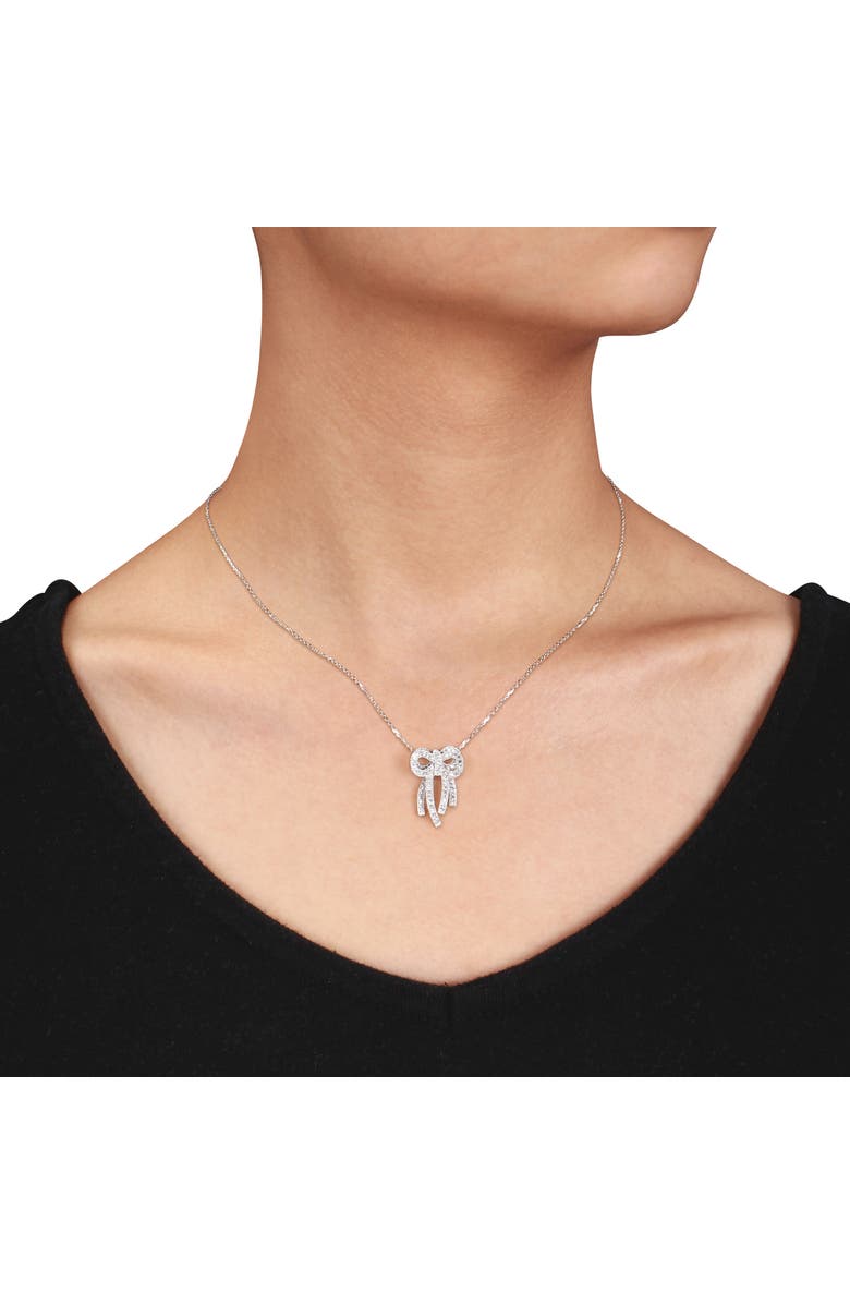 Julianna B. Diamond Bow Ribbon Necklace 14k, Alternate, color, 14K White Gold