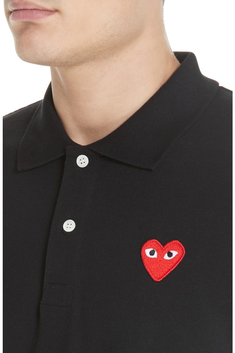 Heart Logo Slim Fit Polo, Alternate, color, BLACK