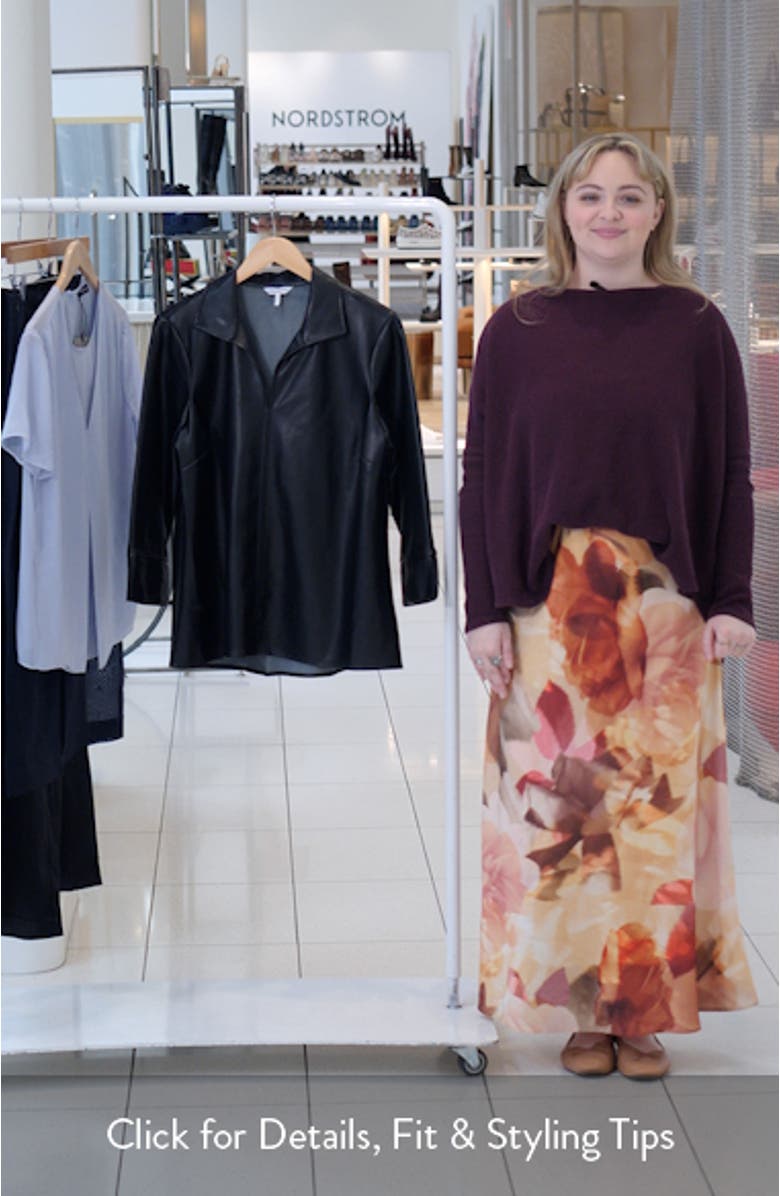 Agnes Faux Leather Long Sleeve Popover Top, sales video thumbnail