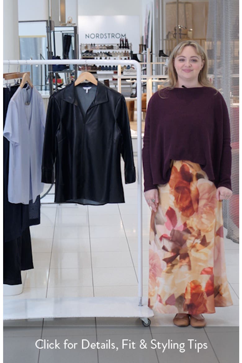 Agnes Faux Leather Long Sleeve Popover Top video