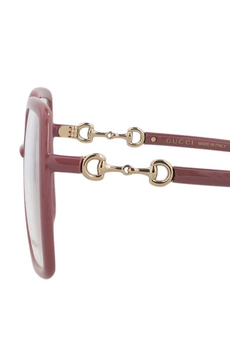Gucci 55mm Square Optical Frames, Alternate, color, Pink Pink Transparent