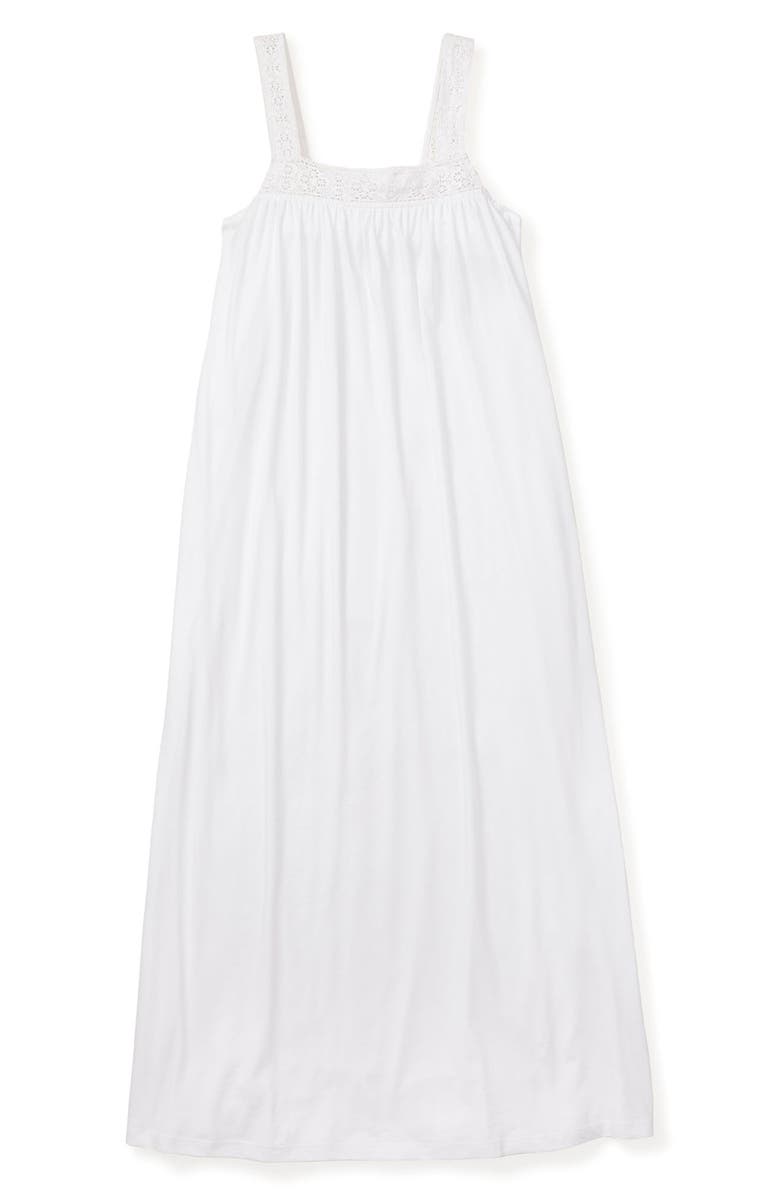 Petite Plume Camille Luxe Pima Cotton Nightgown, Main, color, White