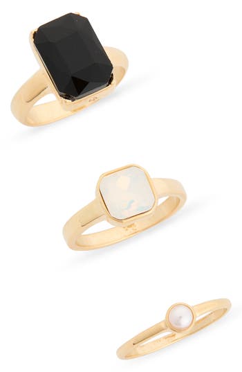 Nordstrom Rack Set Of 3 Multi Stone Rings In Gold