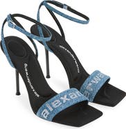 Alexander Wang Julie Billboard Crystal Logo Ankle Strap Sandal