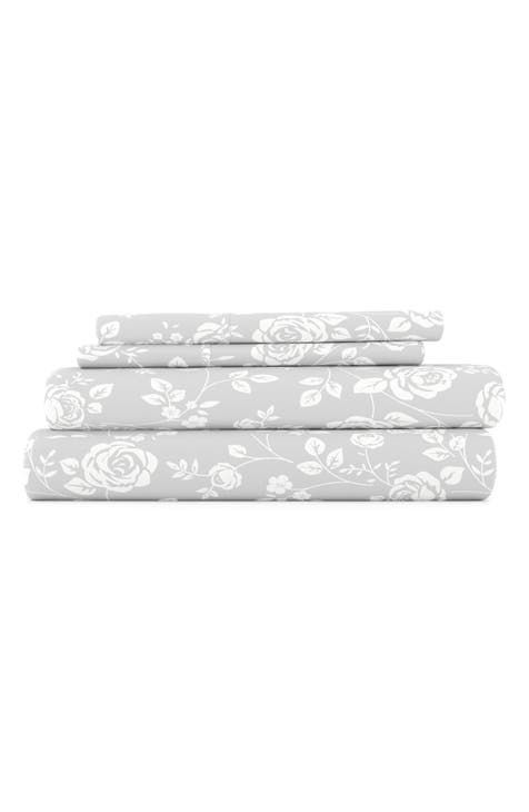 HOME SPUN Premium Ultra Soft Rose Gray Pattern 4-Piece Bed Sheet Set