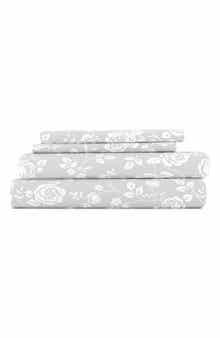 HOMESPUN HOME SPUN Premium Ultra Soft Rose Gray Pattern 4-Piece Bed Sheet Set