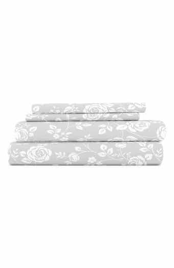 HOMESPUN HOME SPUN Premium Ultra Soft Rose Gray Pattern 4-Piece Bed Sheet Set