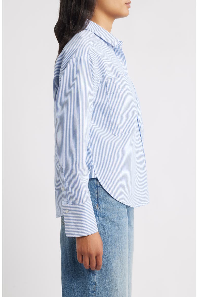 Everly Stripe Cotton Button-Up Shirt, Alternate, color, BAY BLUE