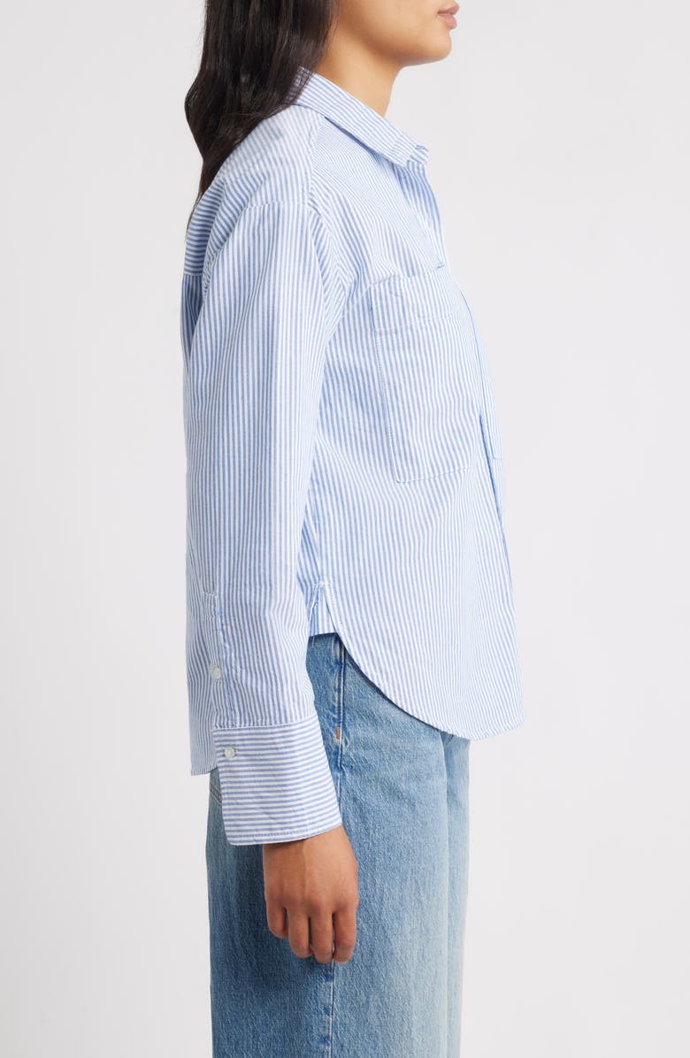 beachlunchlounge Everly Stripe Cotton Button-Up Shirt, Alternate, color, Bay Blue