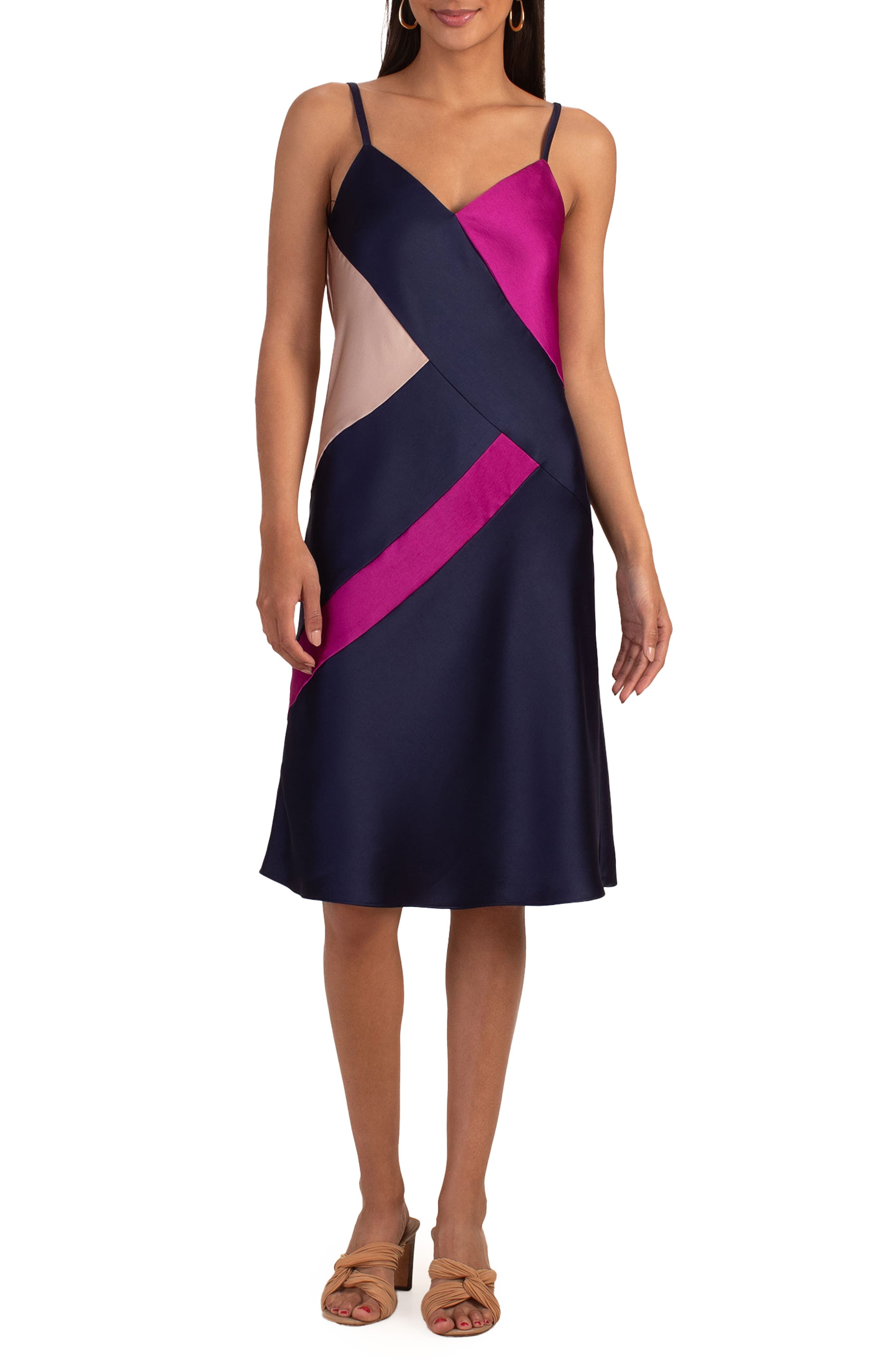 Trina Turk Miraculous Colorblock A-Line Midi Dress