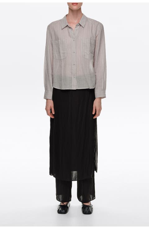 Straight-cut Cotton Blend Shirt