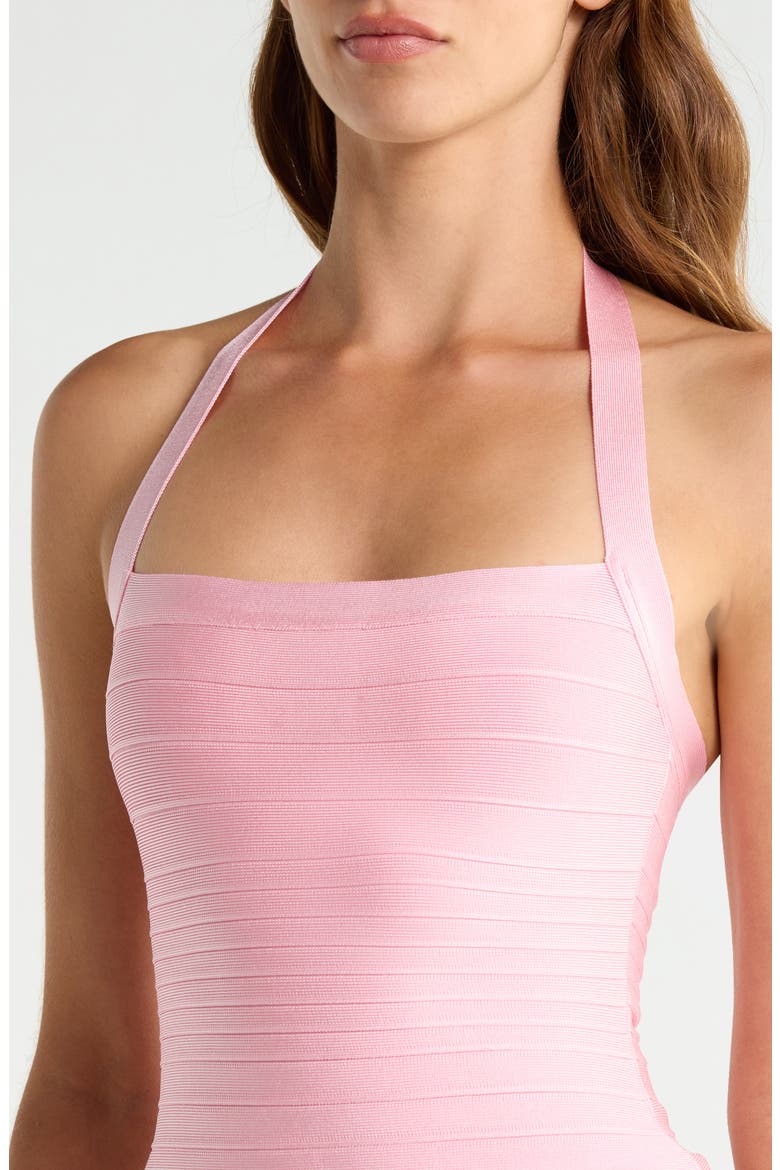 Silhouette Halter Neck Bandage Top, Alternate, color, PINK