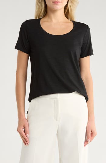 Theory Scoop Neck Cotton T-shirt In Black
