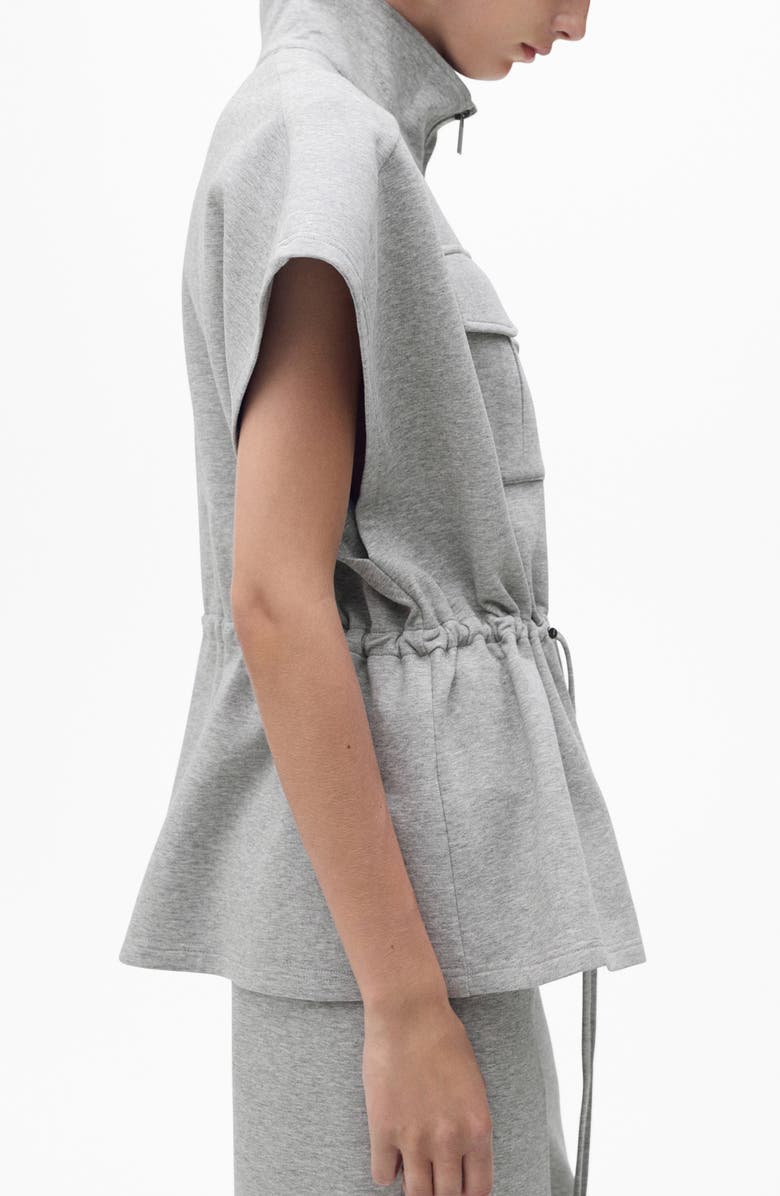 MANGO Short Sleeve Adjustable Waist Jacket, Main, color, Medium Heather Grey