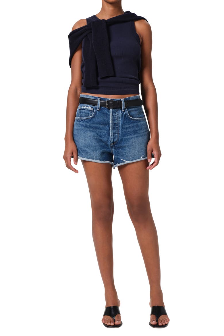 Marlow High Waist Denim Cutoff Shorts, Alternate, color, ALLORA