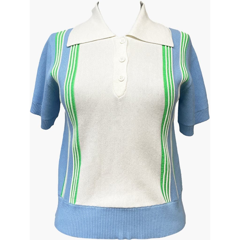 Anna Sui Amalfi Knits Polo In Baby Blue Multi