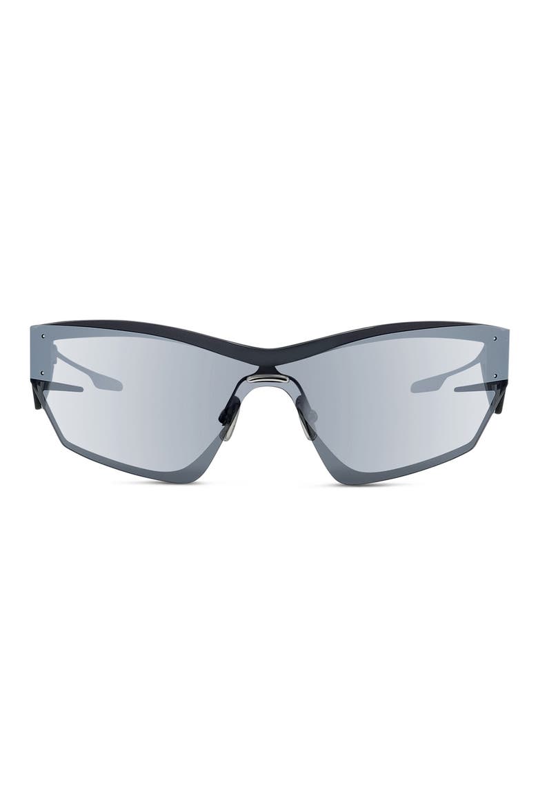 Giv Cut 69mm Oversize Geometric Sunglasses, Main, color, SHINY PALLADIUM / SMOKE MIRROR