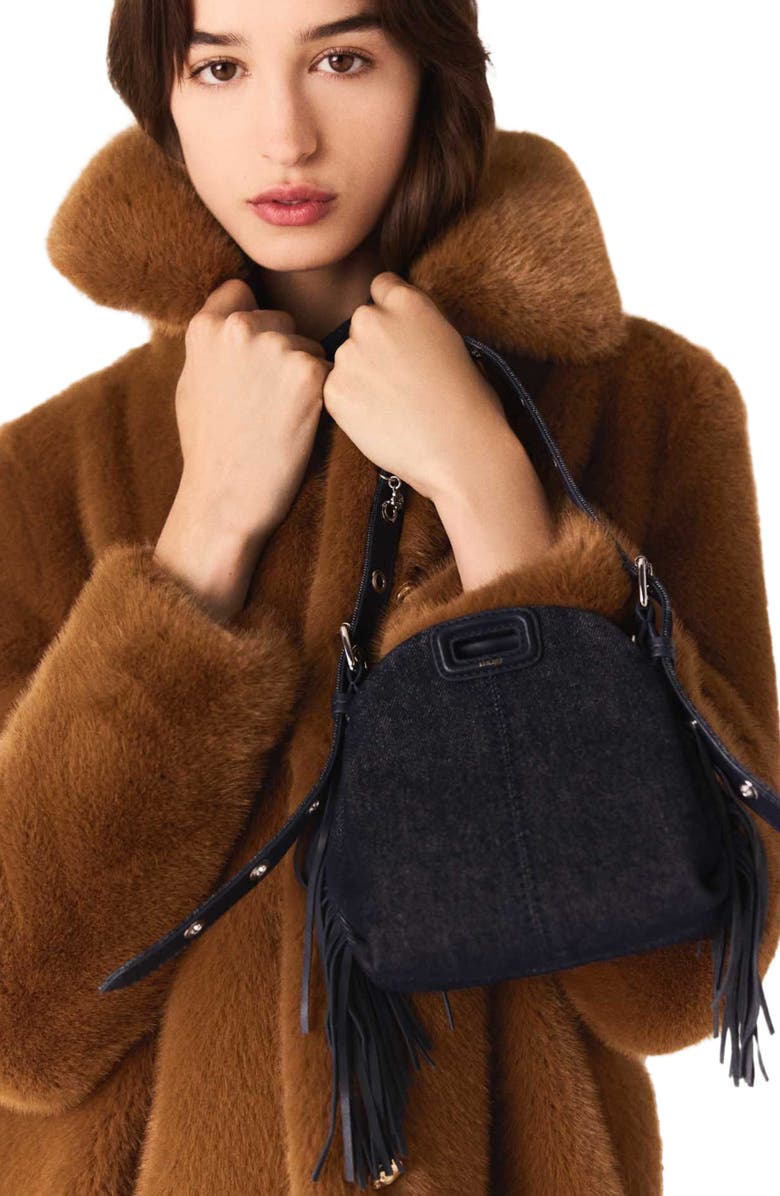 maje Mid-length faux fur coat, Alternate, color, Brown