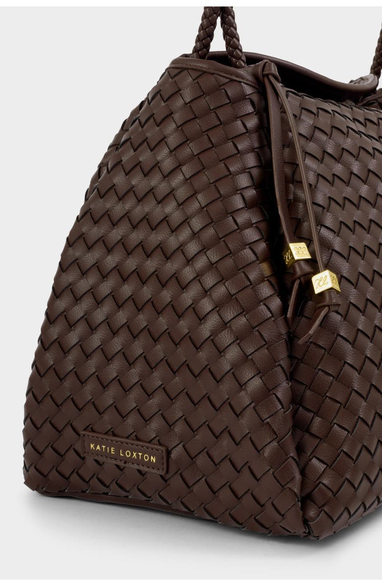Katie Loxton Nova Hand Woven Large Shoulder Bag in Chocolate, Alternate, color, Chocolate