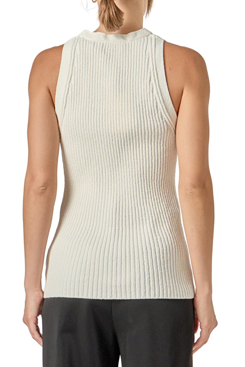 Rib Knit Button-Up Vest, Alternate, color, OFF WHITE