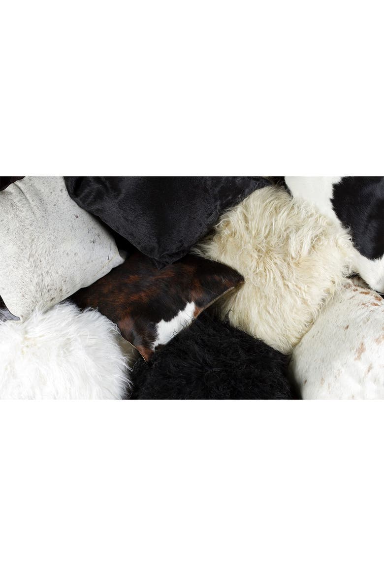 New Zealand Genuine Sheepskin Shearling Pillow - Set of 2, Alternate, color, BLACK