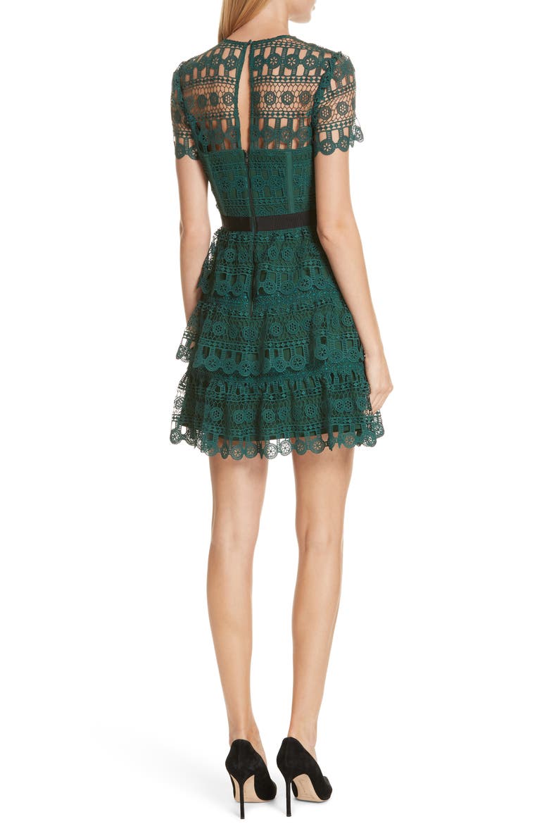 Tiered Guipure Lace Minidress, Alternate, color, GREEN